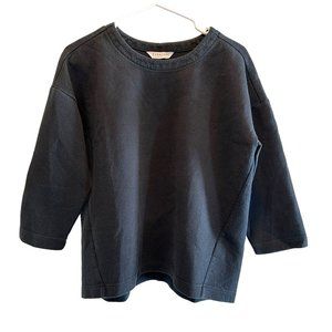 Everlane Black Sweatshirt Pullover 3/4 Sleeve Cropped Women's Size Medium